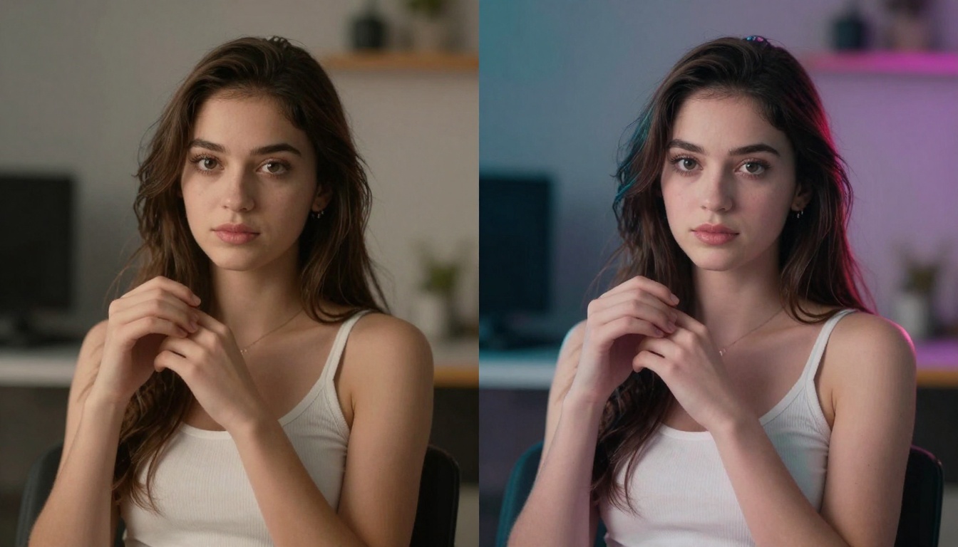 Before and after AI video enhancement