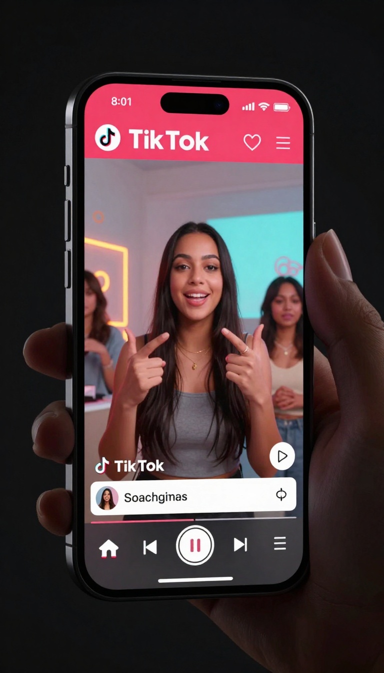 Smartphone showing vertical video content