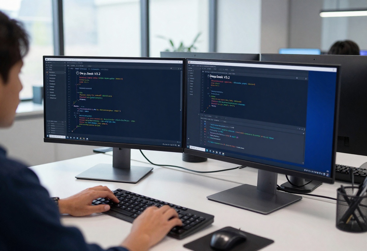 Professional workspace with DeepSeek V3.2 interface
