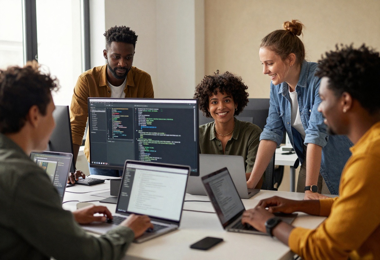 Developers collaborating on AI project