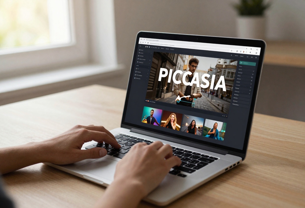 Person using PicassoIA interface for video generation