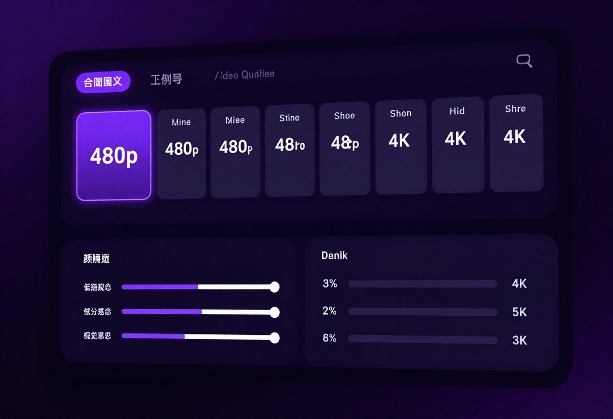 Video quality settings interface Video quality settings interface