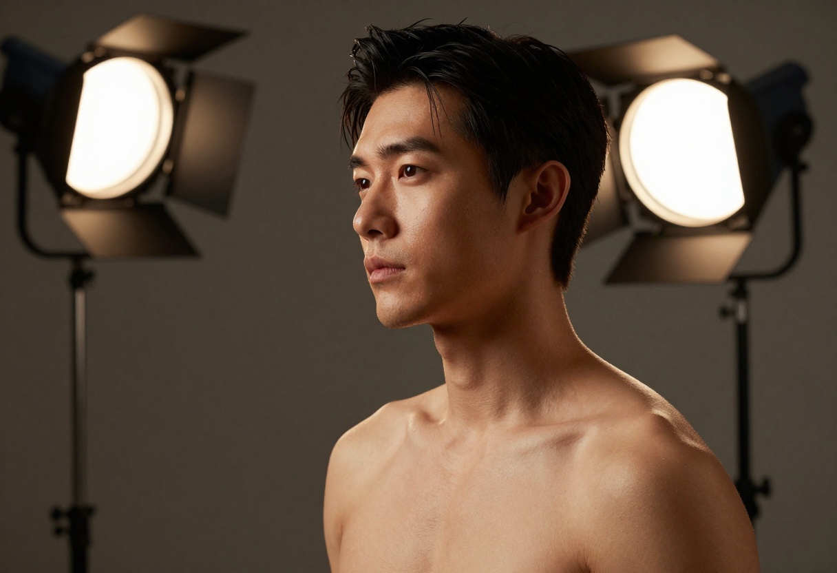Professional studio portrait demonstrating advanced lighting and texture
