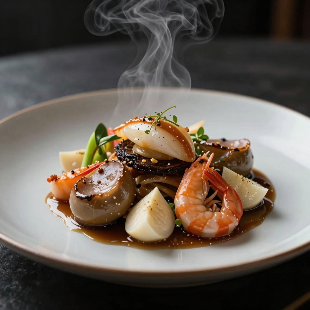 Ultra-photorealistic food photography with intricate plating details
