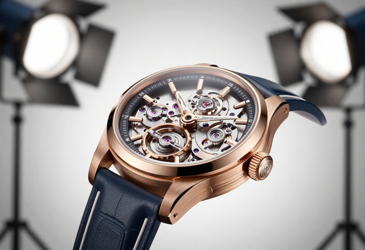 Photorealistic product photography showing intricate details and reflections
