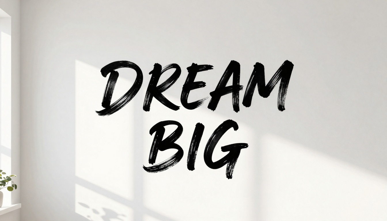 Motivational wall art with brush calligraphy