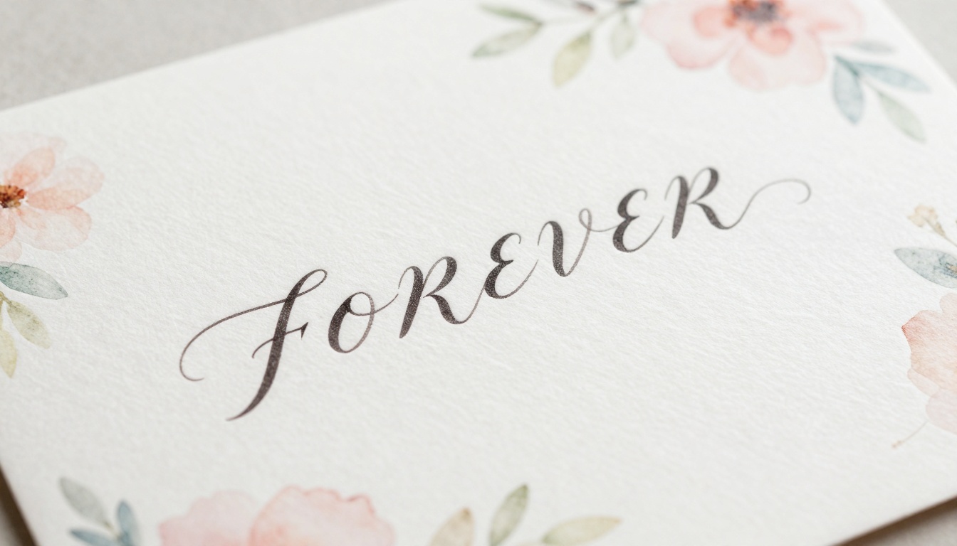 Wedding invitation with romantic calligraphy