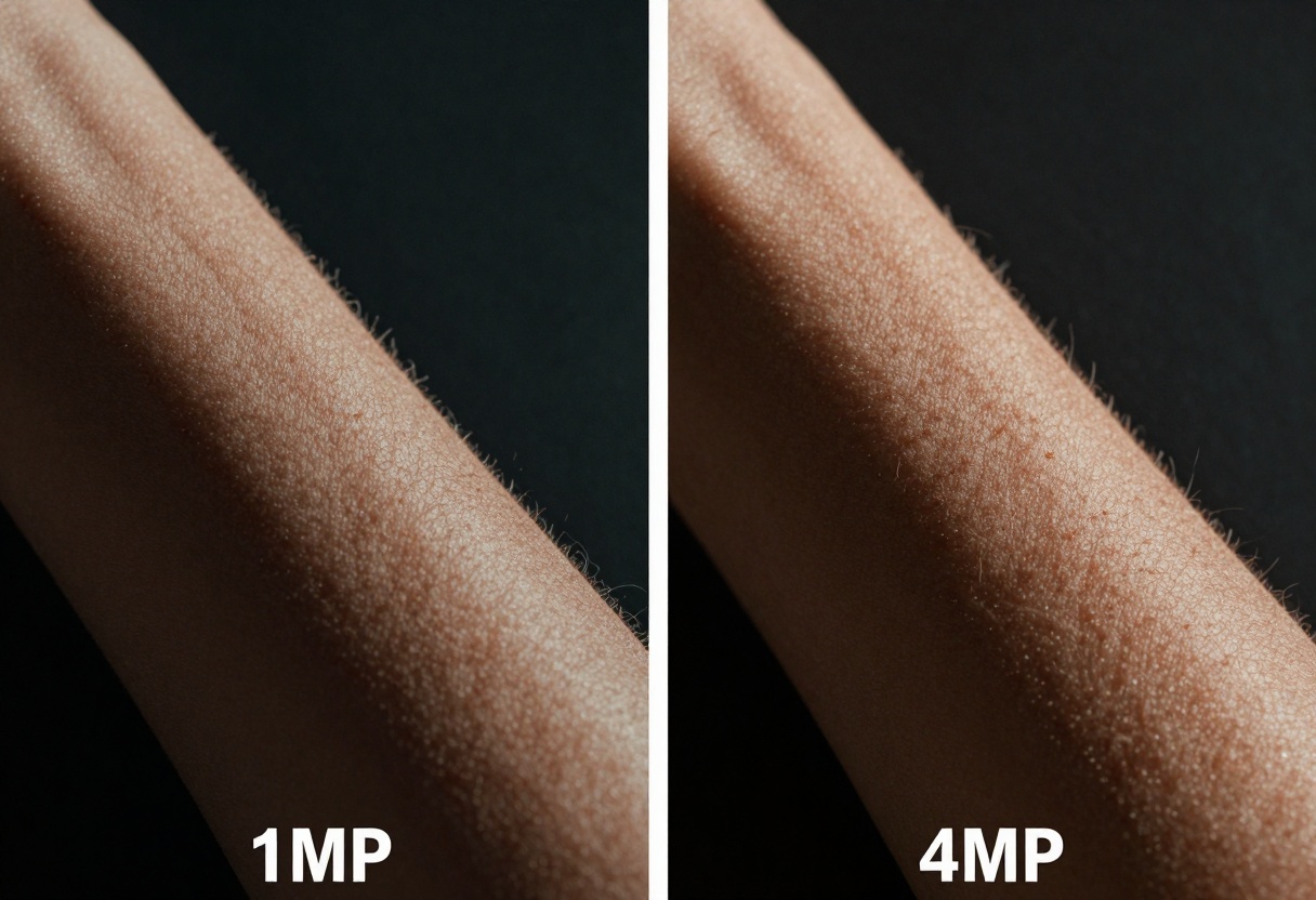 Close-up showing resolution differences