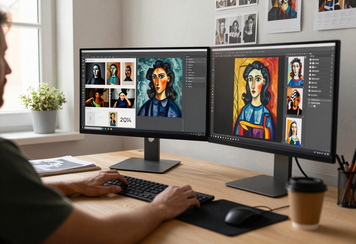 Professional designer working with AI tools