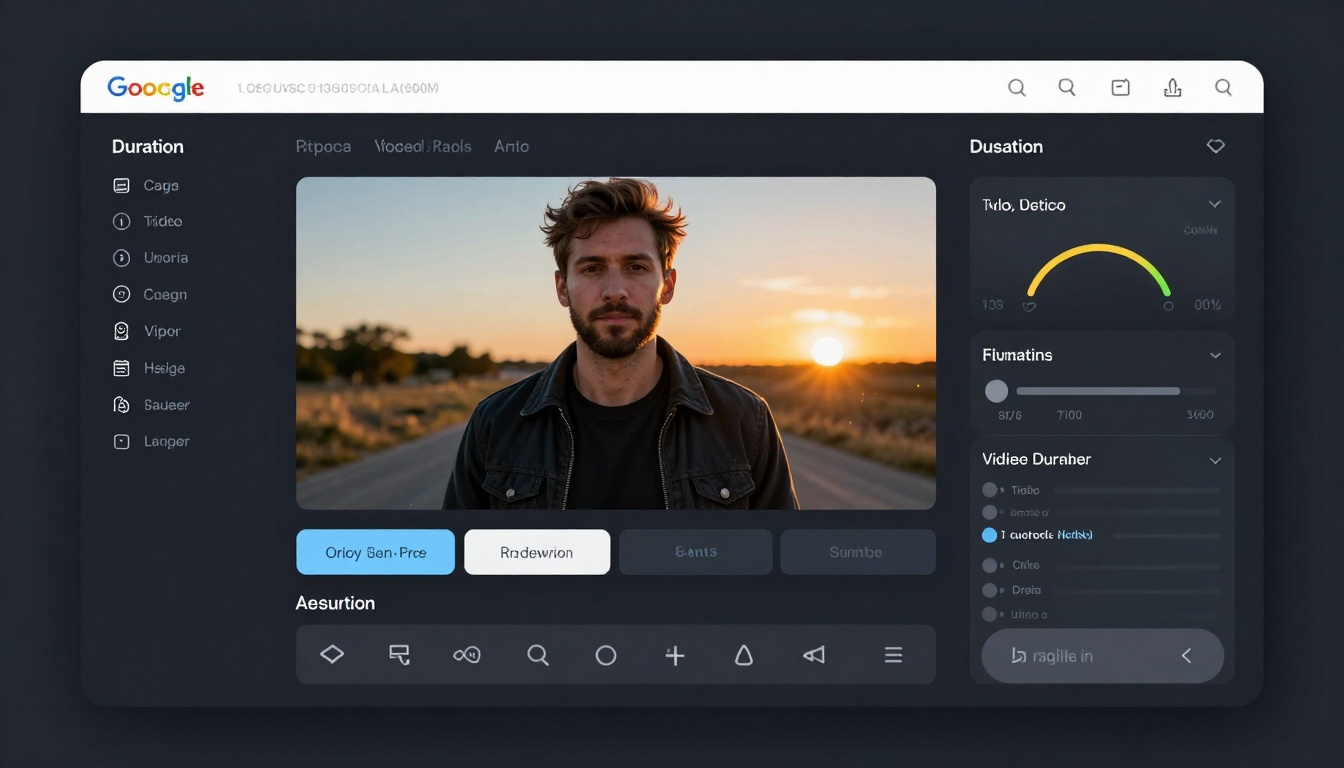 Google Veo interface with duration controls and aspect ratio selectors Google Veo interface with duration controls and aspect ratio selectors