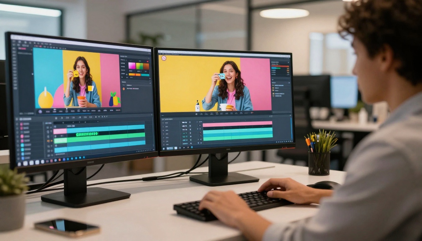 Marketing professional creating product videos with AI tools