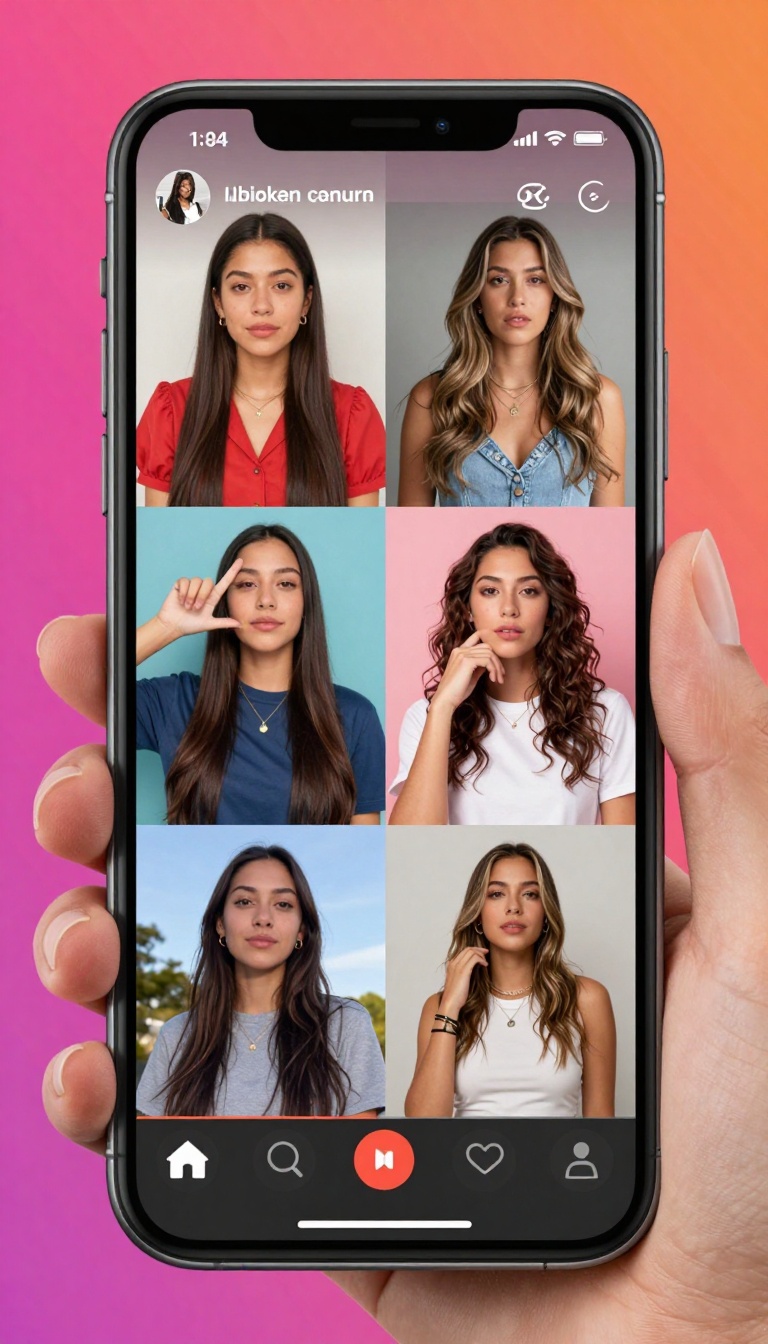 Vertical smartphone display showing AI-generated social media video