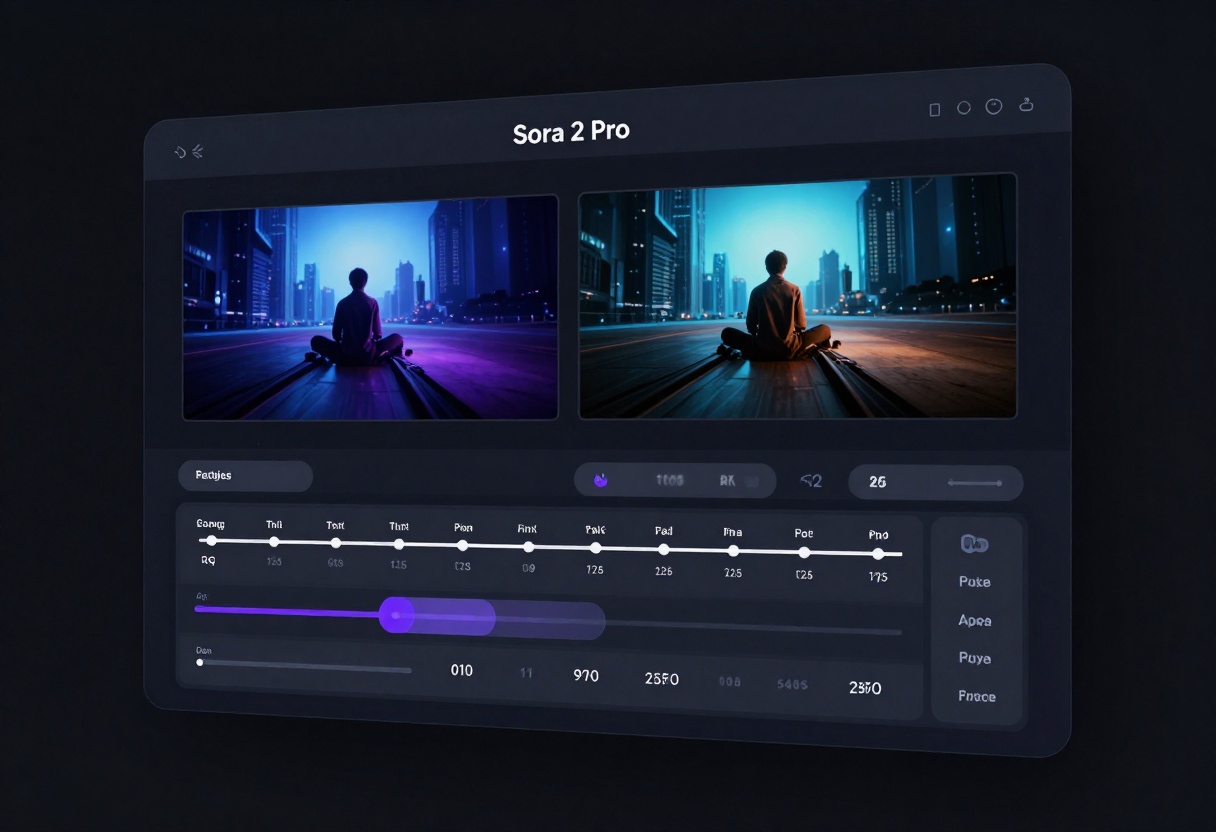 Modern AI video generation interface showing Sora 2 Pro dashboard