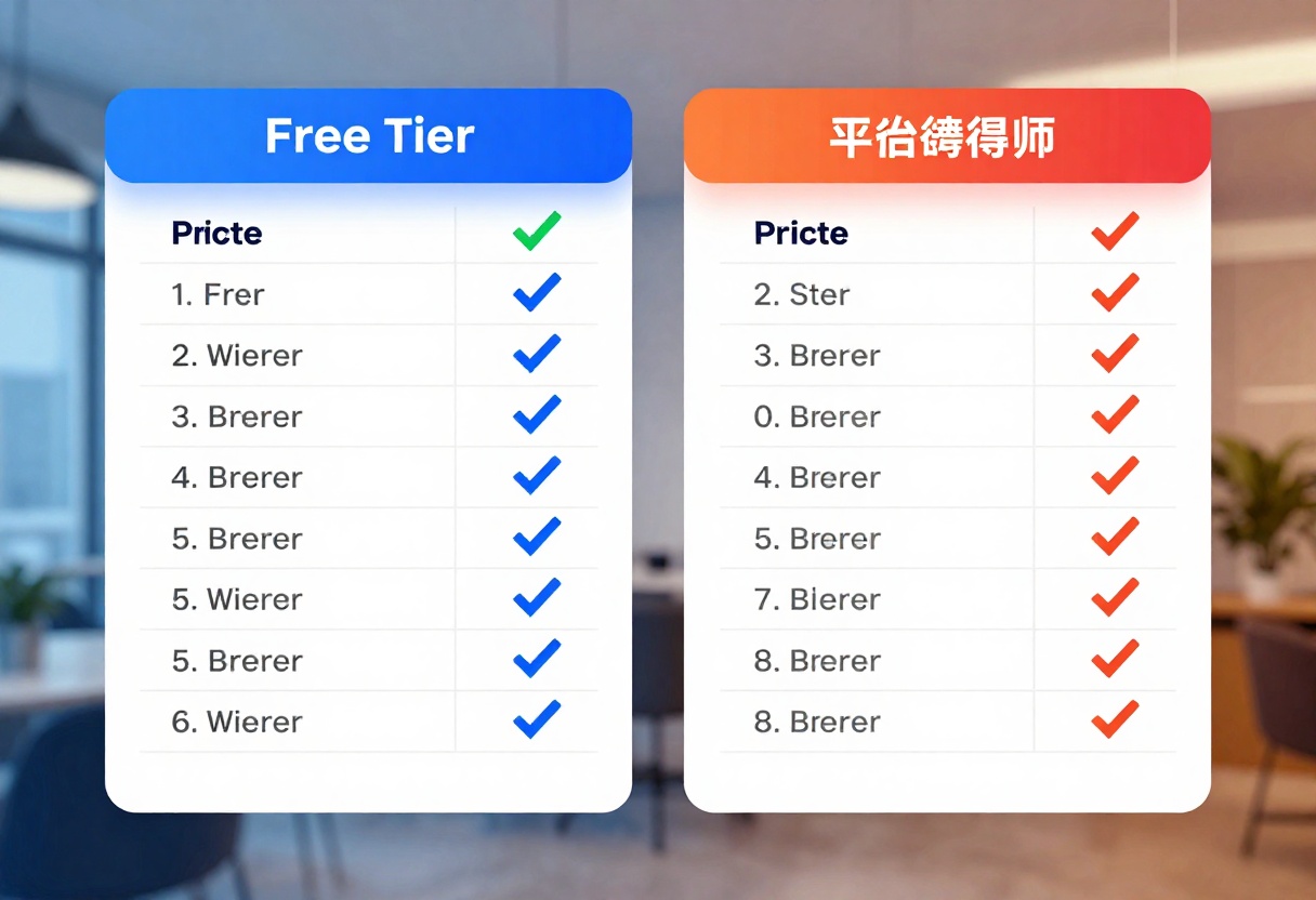 Modern pricing comparison chart showing free tier versus paid subscription