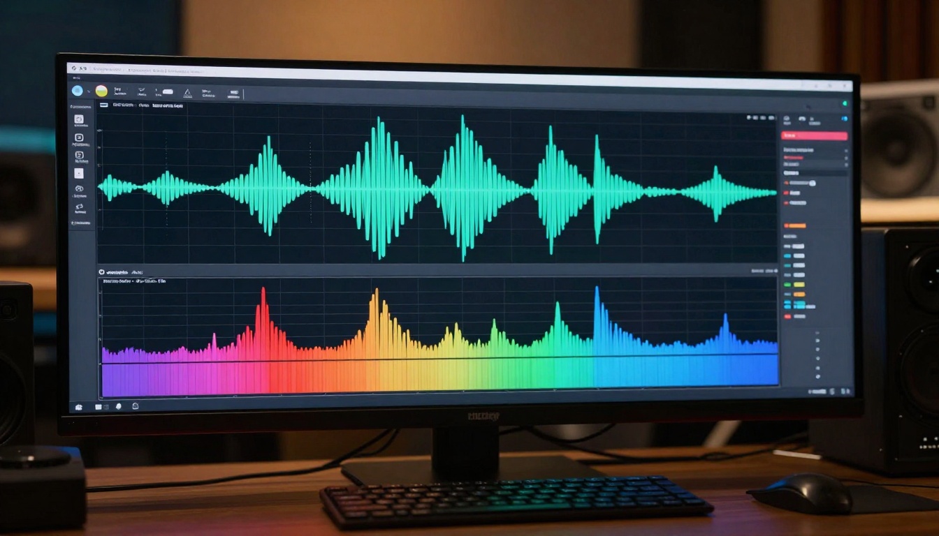 Audio waveform visualization showing synced audio generation