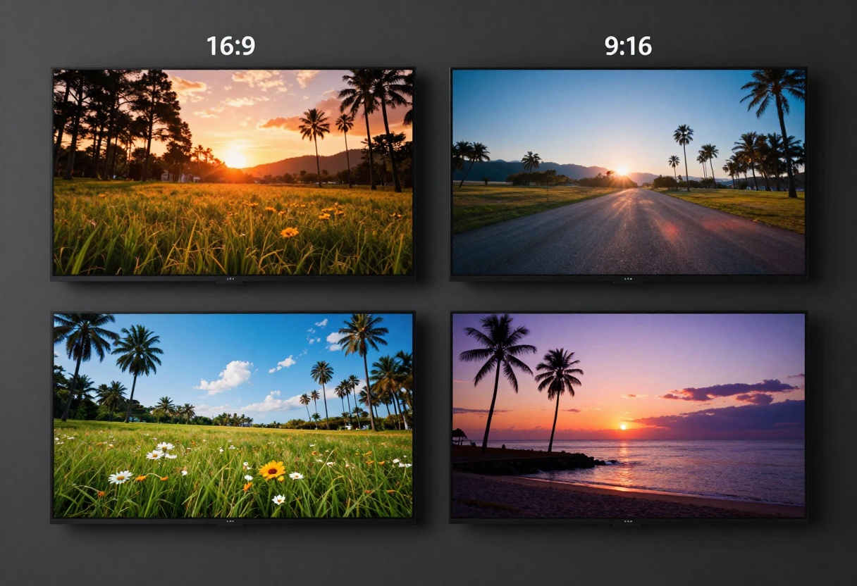 Visual demonstration of different video aspect ratios