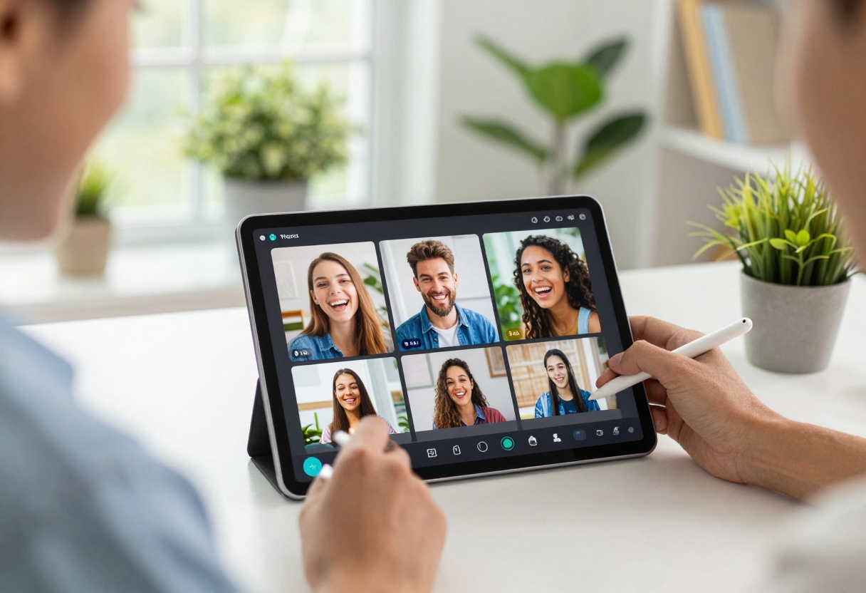 Content creator brainstorming with tablet Content creator brainstorming with tablet