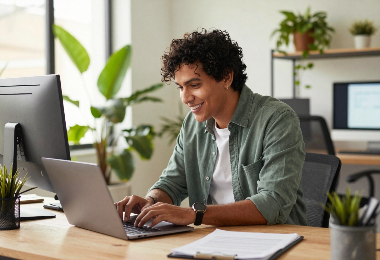 A professional using GPT-5.2 in a creative workspace