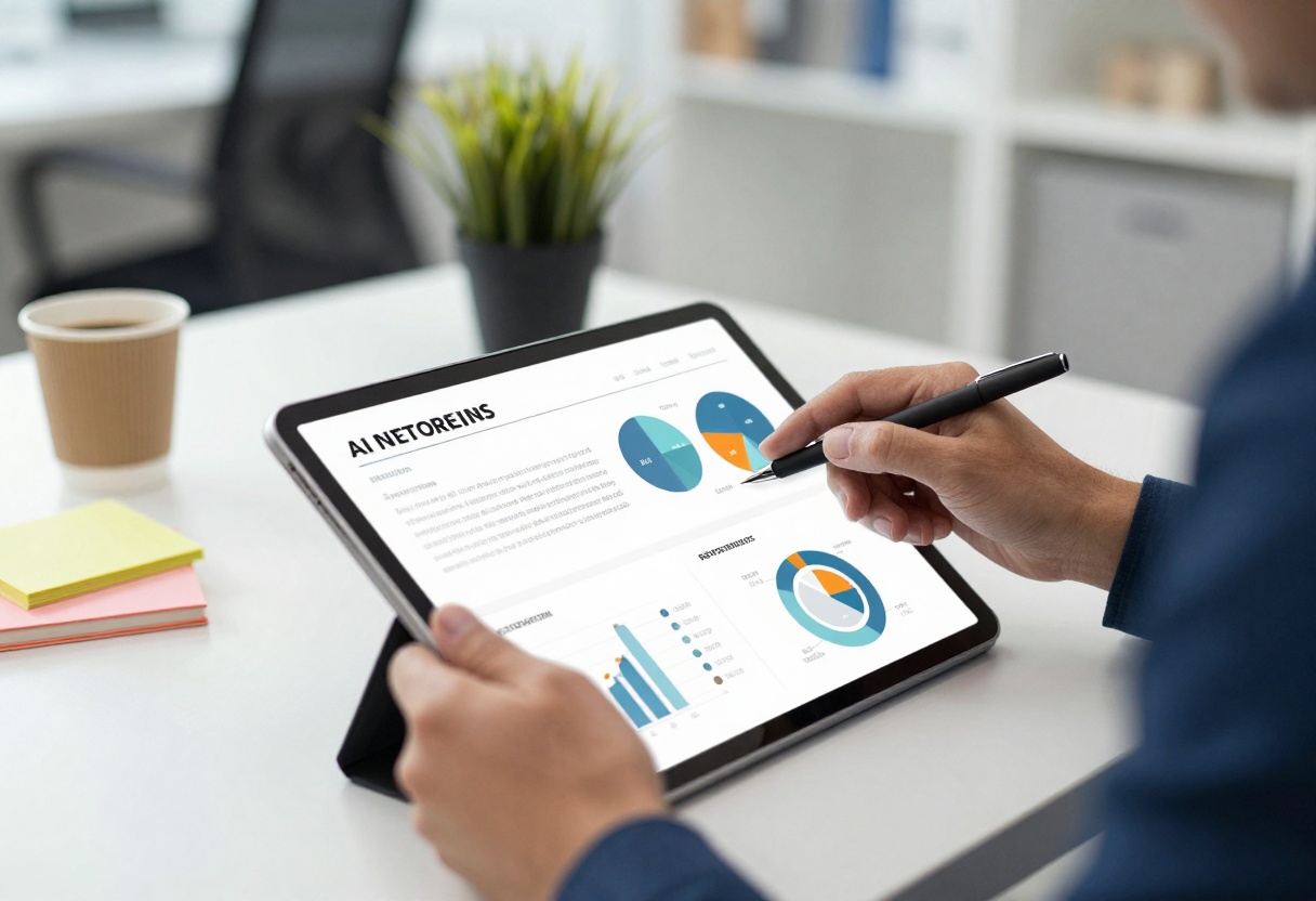 Business professional analyzing AI insights
