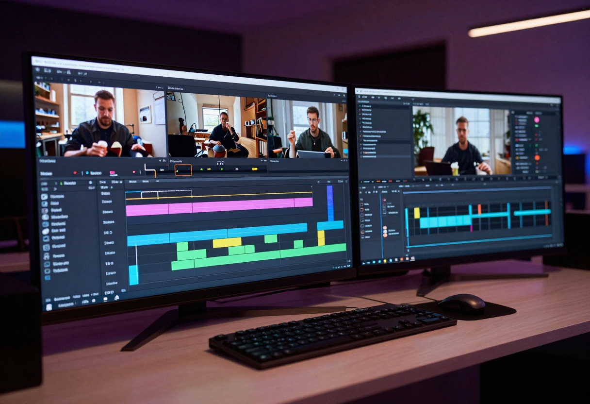 Video editing workspace with AI analysis