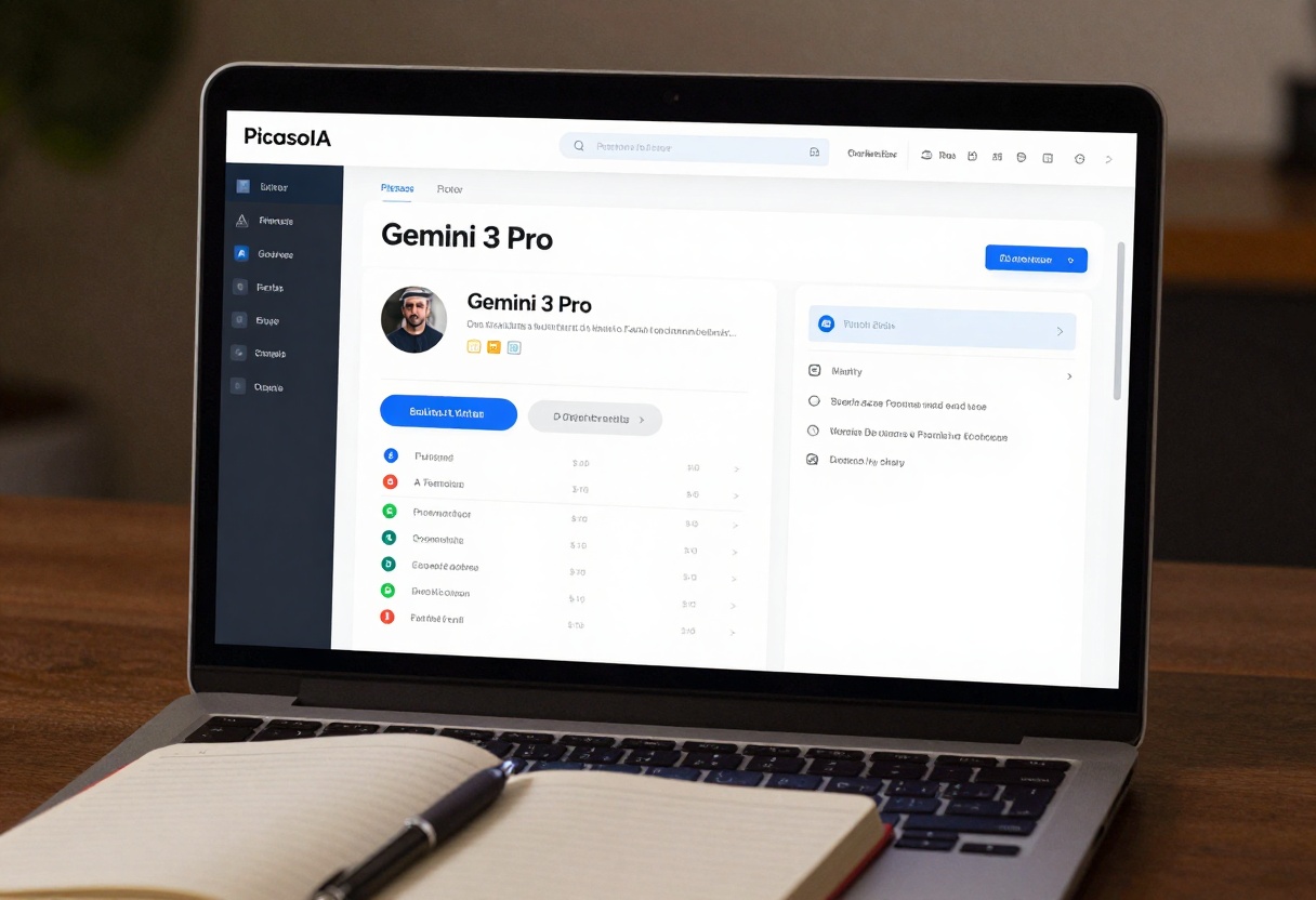 PicassoIA platform interface with Gemini 3 Pro