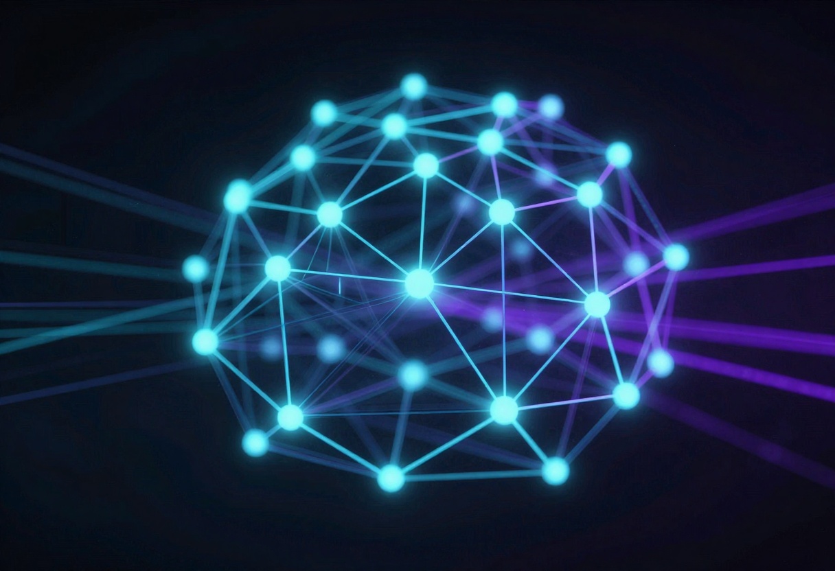 Neural network visualization showing language processing