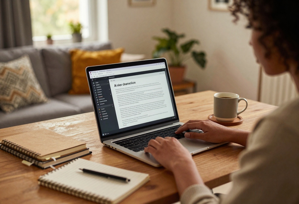 Creative writer using AI for content generation