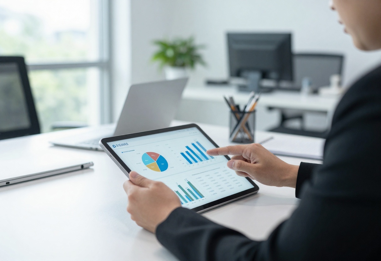Professional reviewing AI-generated business reports