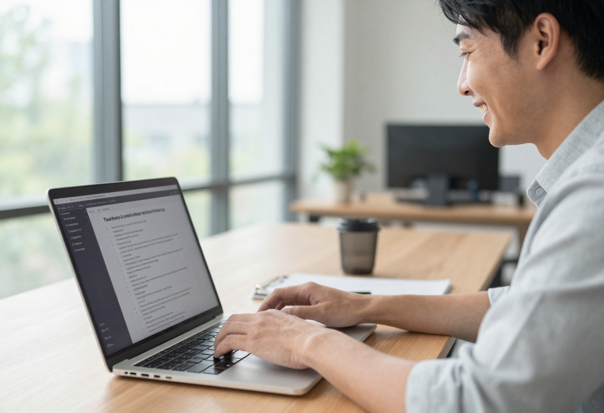 Professional using AI language model