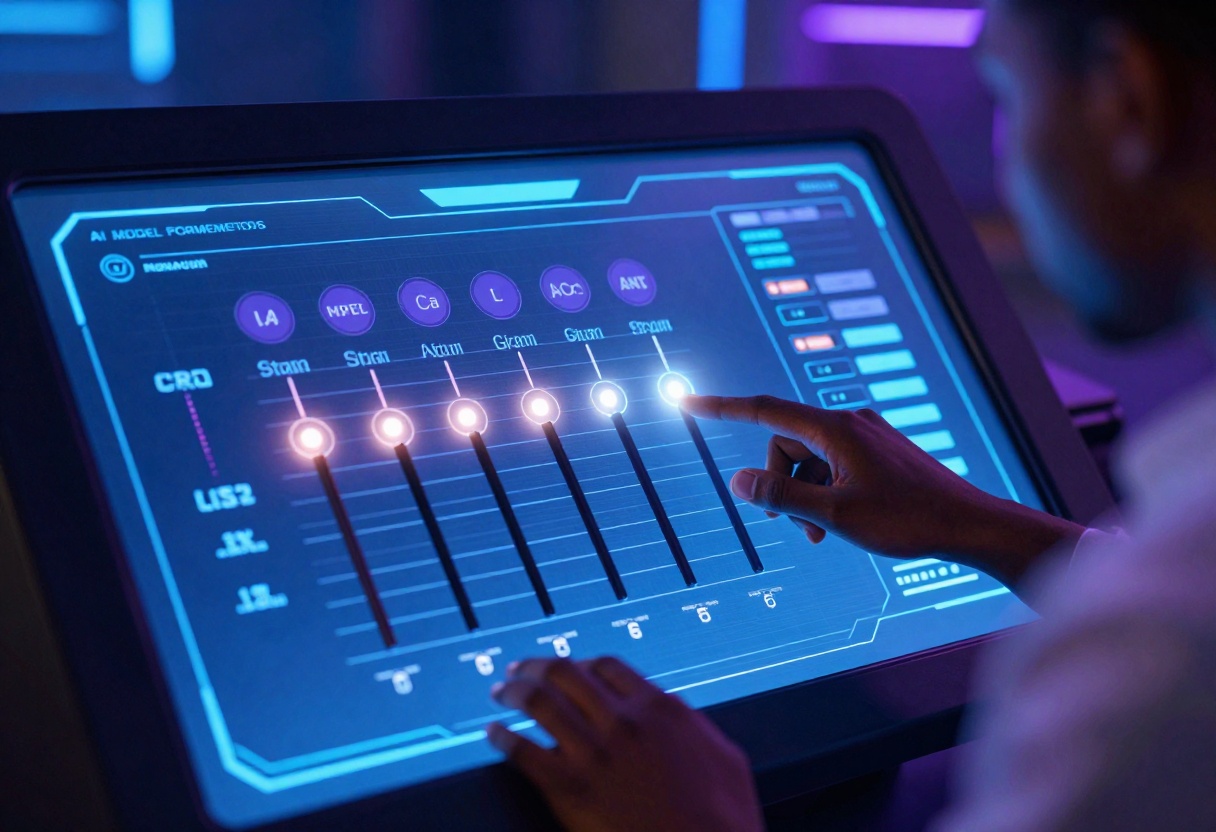 Futuristic control panel for AI parameters