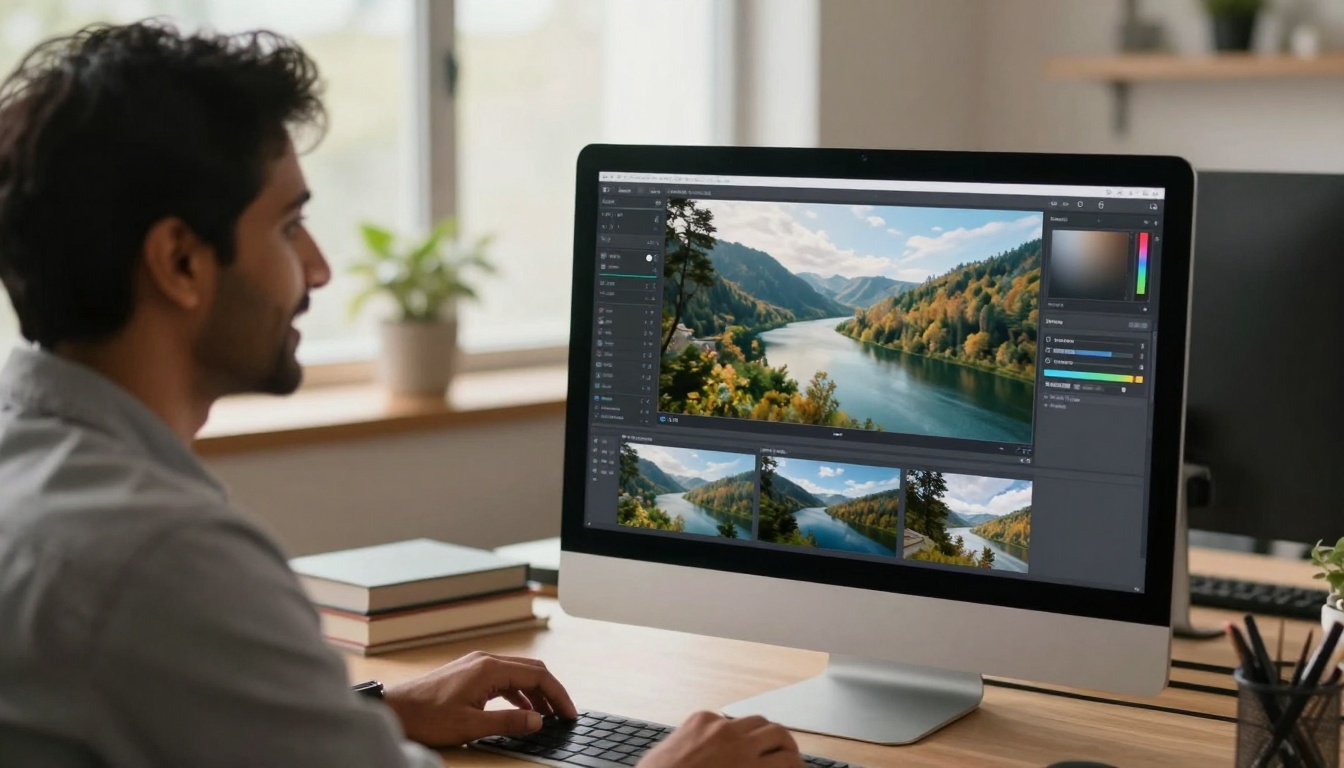 Creative professional viewing AI-generated video results