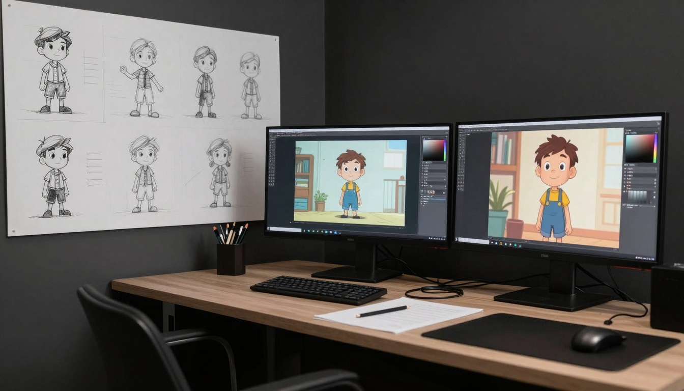 Character animation process in studio