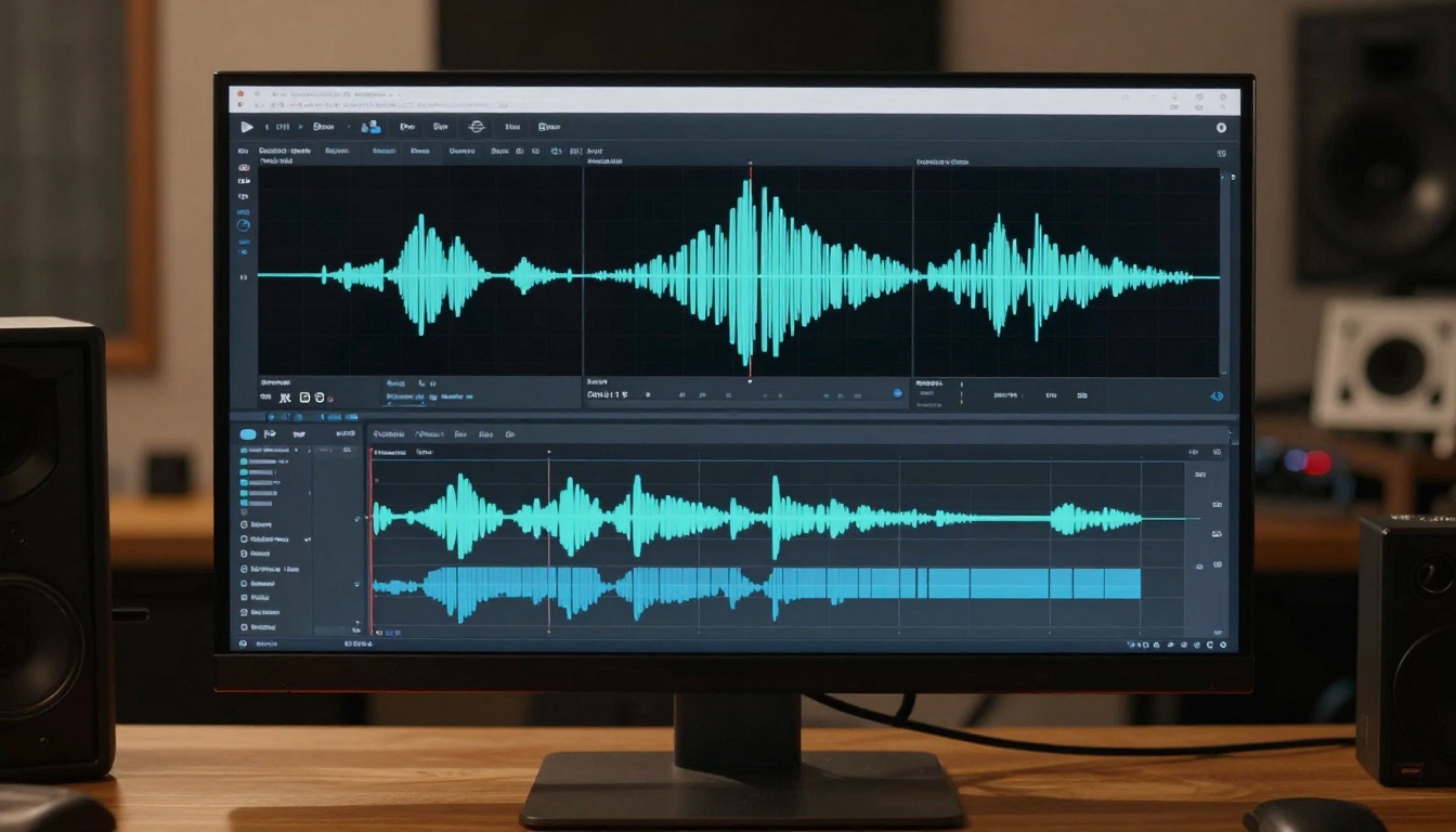 Audio waveform visualization with synchronized video timeline