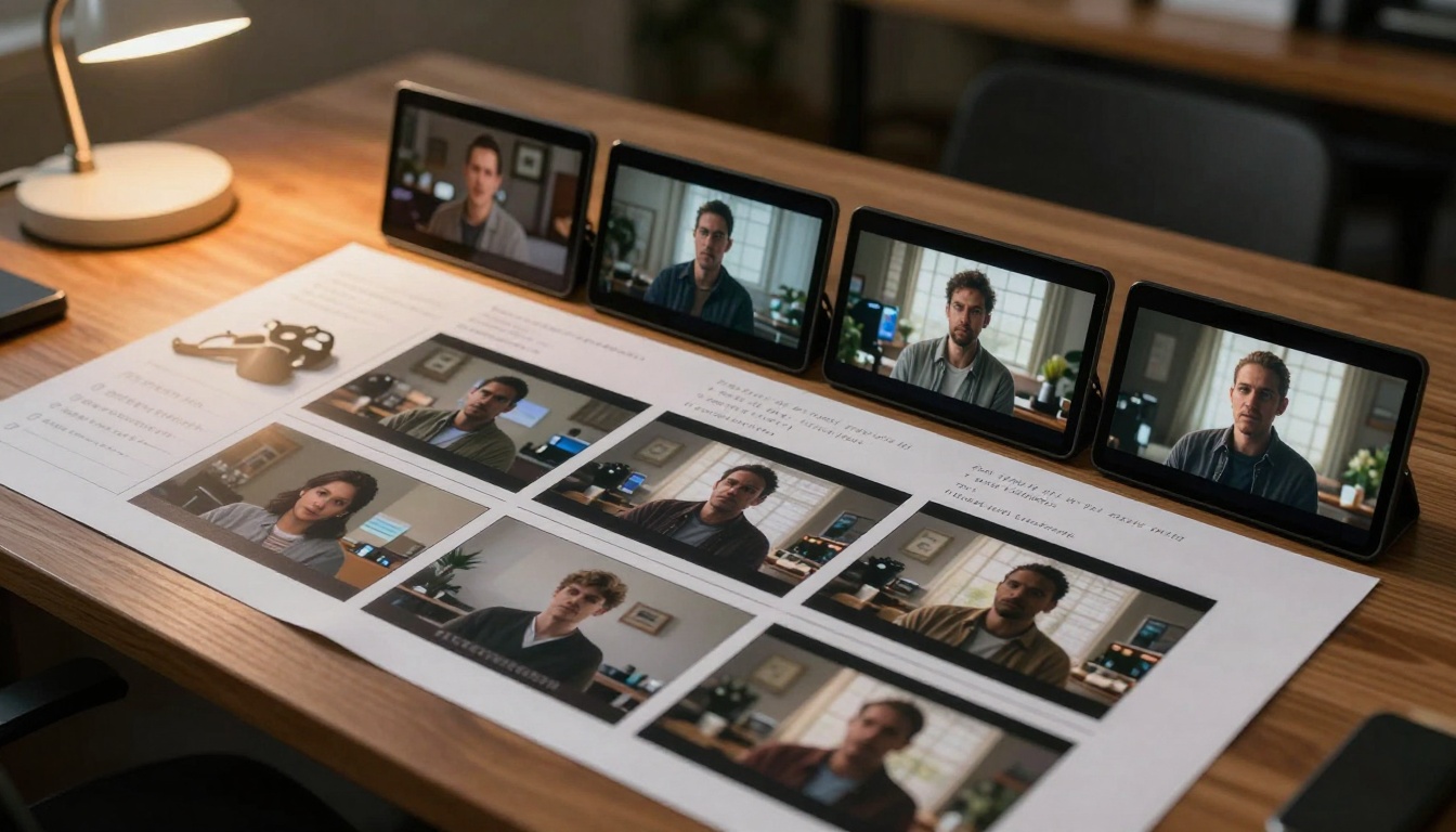 Narrative continuity shown through storyboard frames