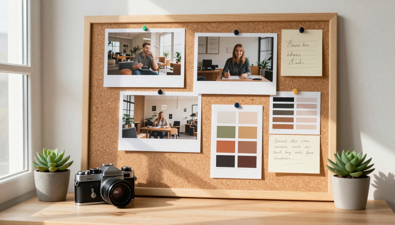 Creative mood board with video planning references