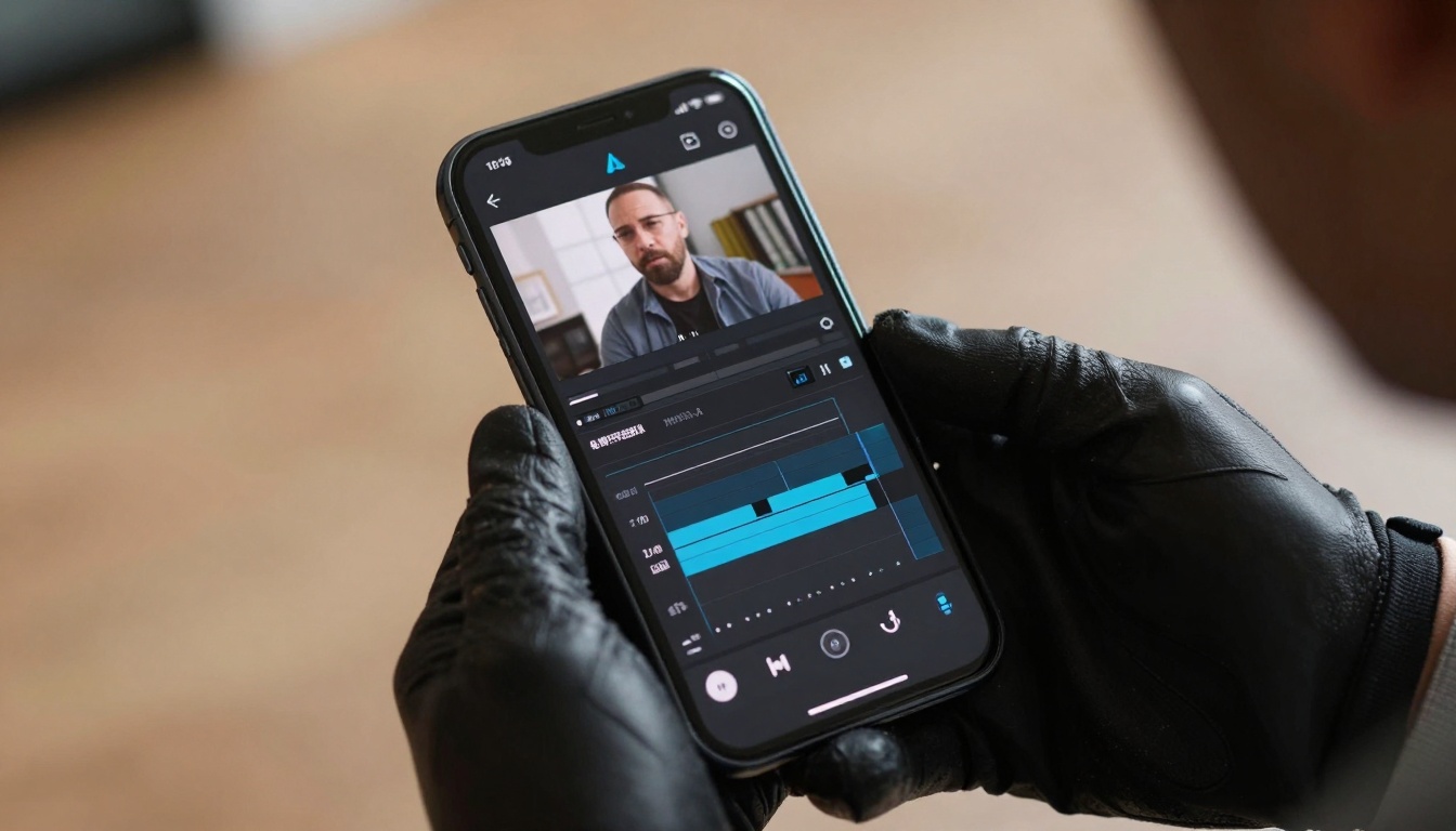 Video editing interface showing timeline and movement controls on smartphone