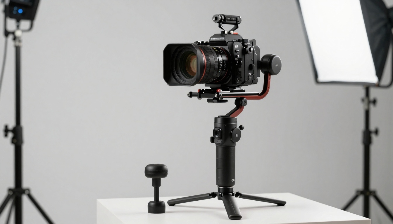 Professional camera stabilizer equipment on film set