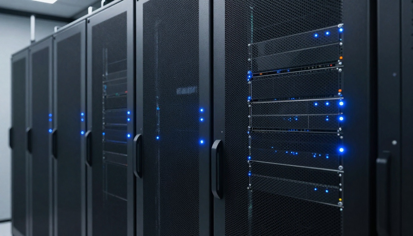 Modern data center infrastructure with server racks