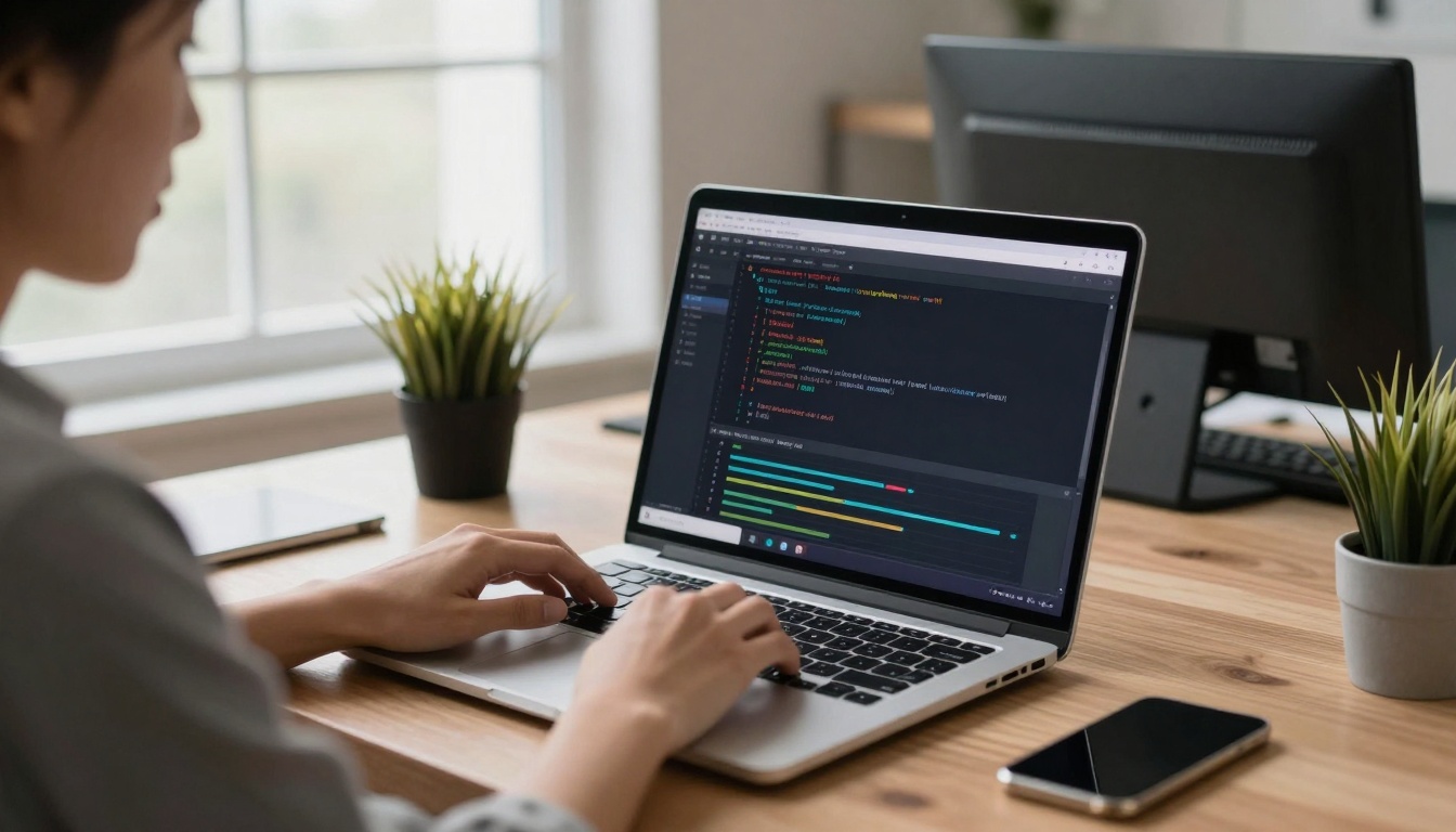 Developer workspace showing AI model training progress