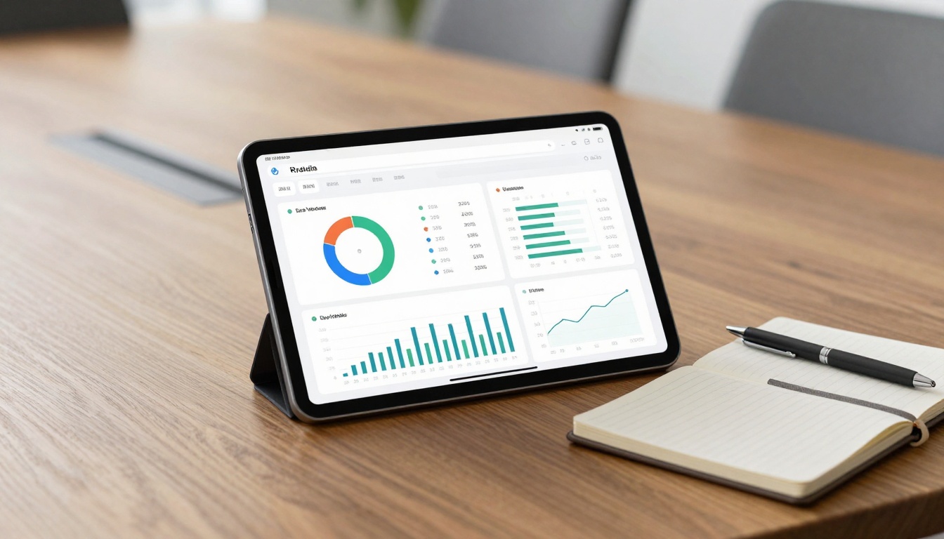 Analytics dashboard displayed on tablet device