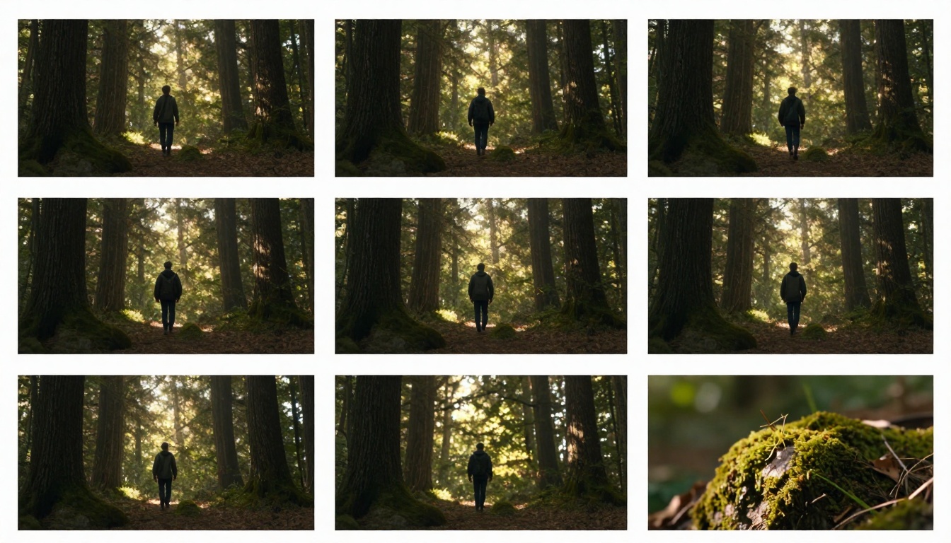 Multi-shot cinematic sequence showing storyboard progression