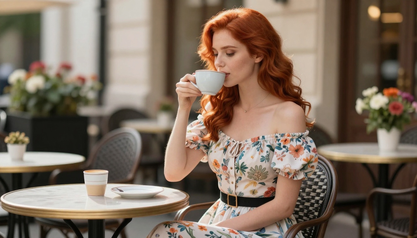 Stylish cafe fashion scene