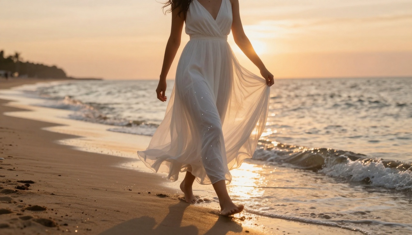 Romantic beach sunset scene
