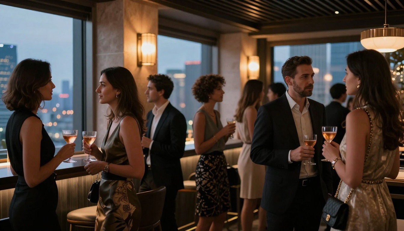 Upscale social evening scene