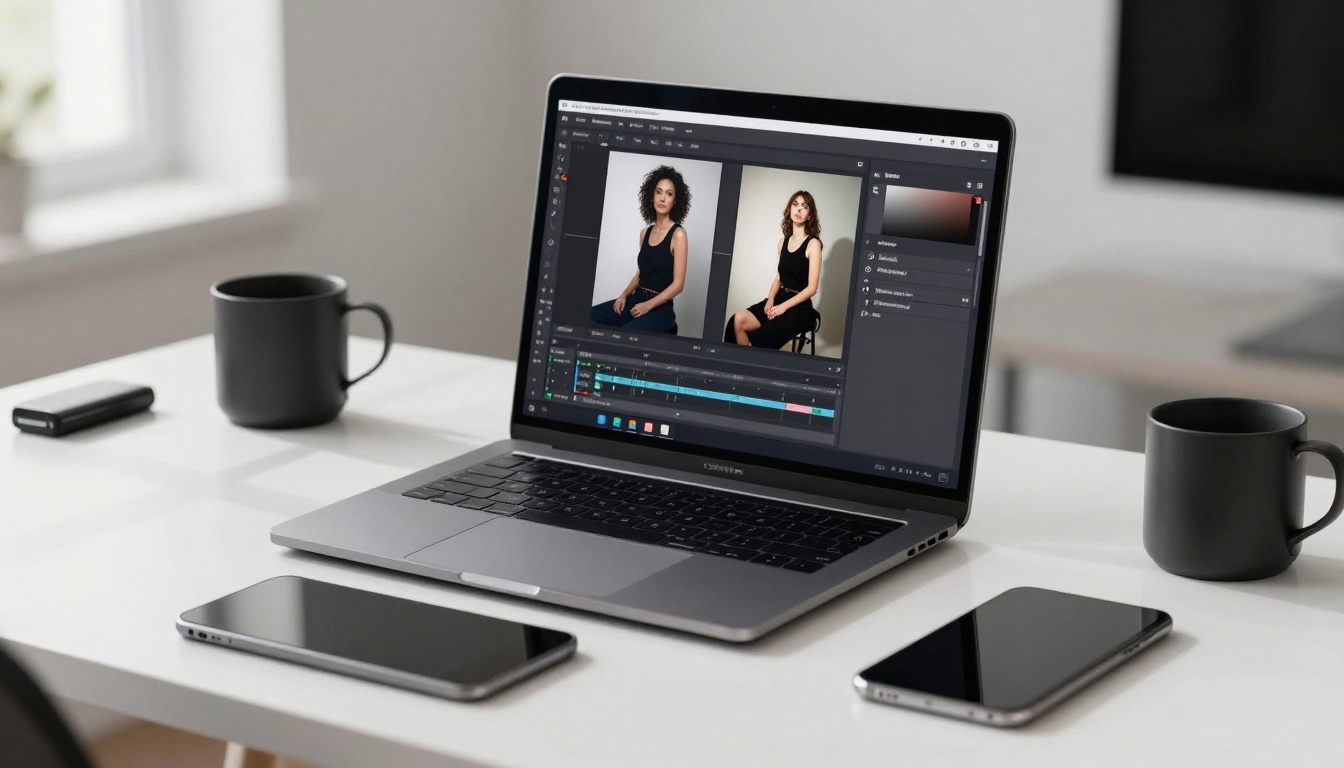 p-image-edit tutorial workspace showcasing editing interface on laptop