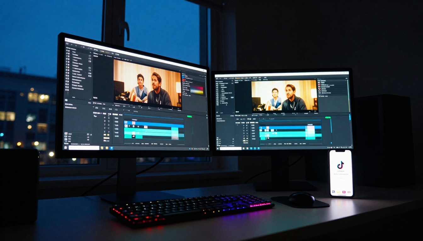 Nighttime TikTok Content Production Setup