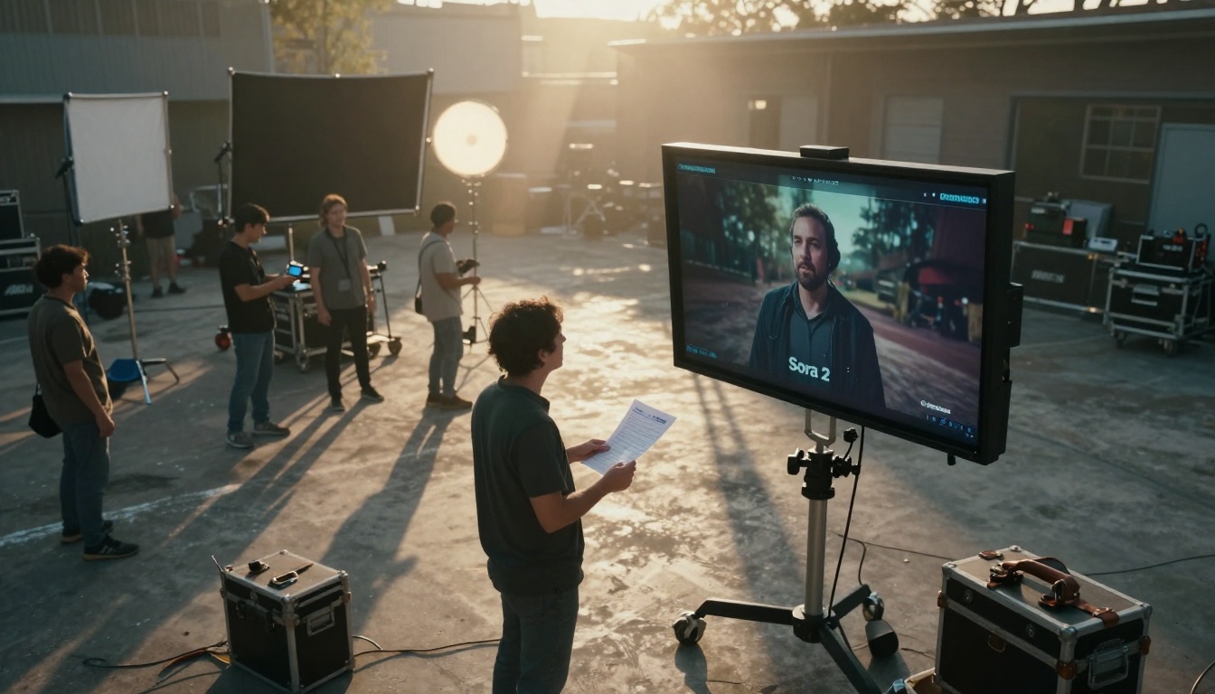 Aerial drone shot of cinematic film set Aerial drone shot of cinematic film set