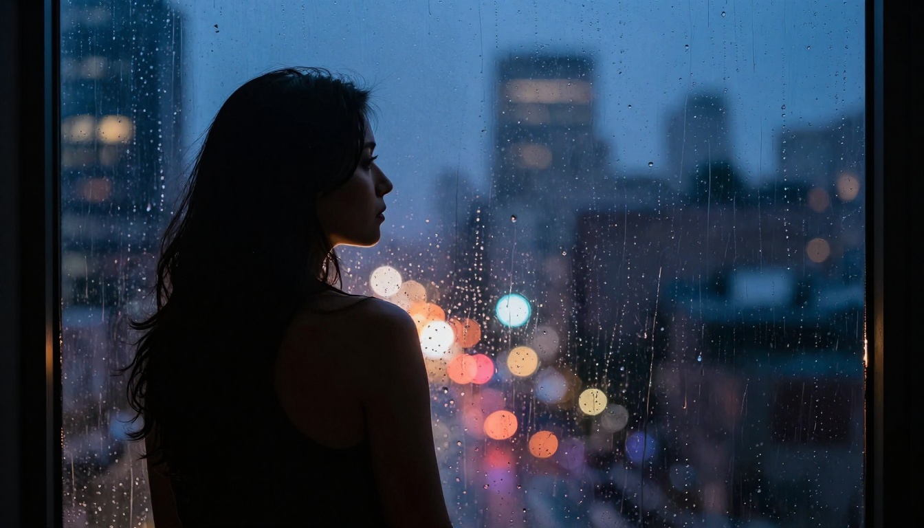 Rainy Window Silhouette