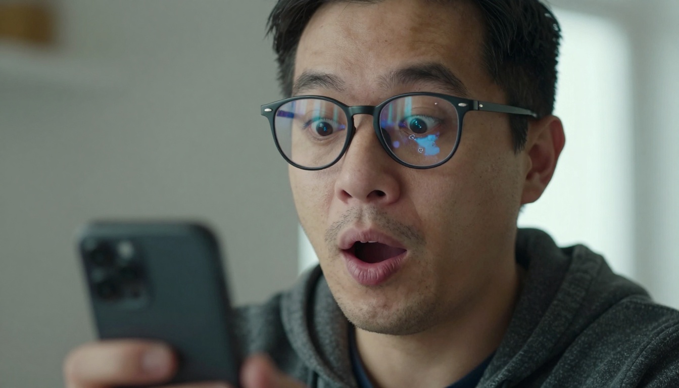 Eye-level medium close-up of a creator reacting to a Sora 2 Pro generated video going viral