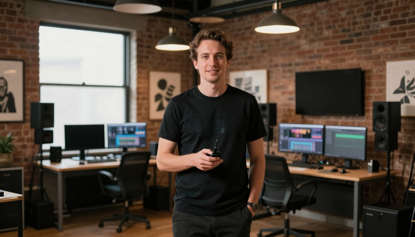 Environmental portrait in creative studio space